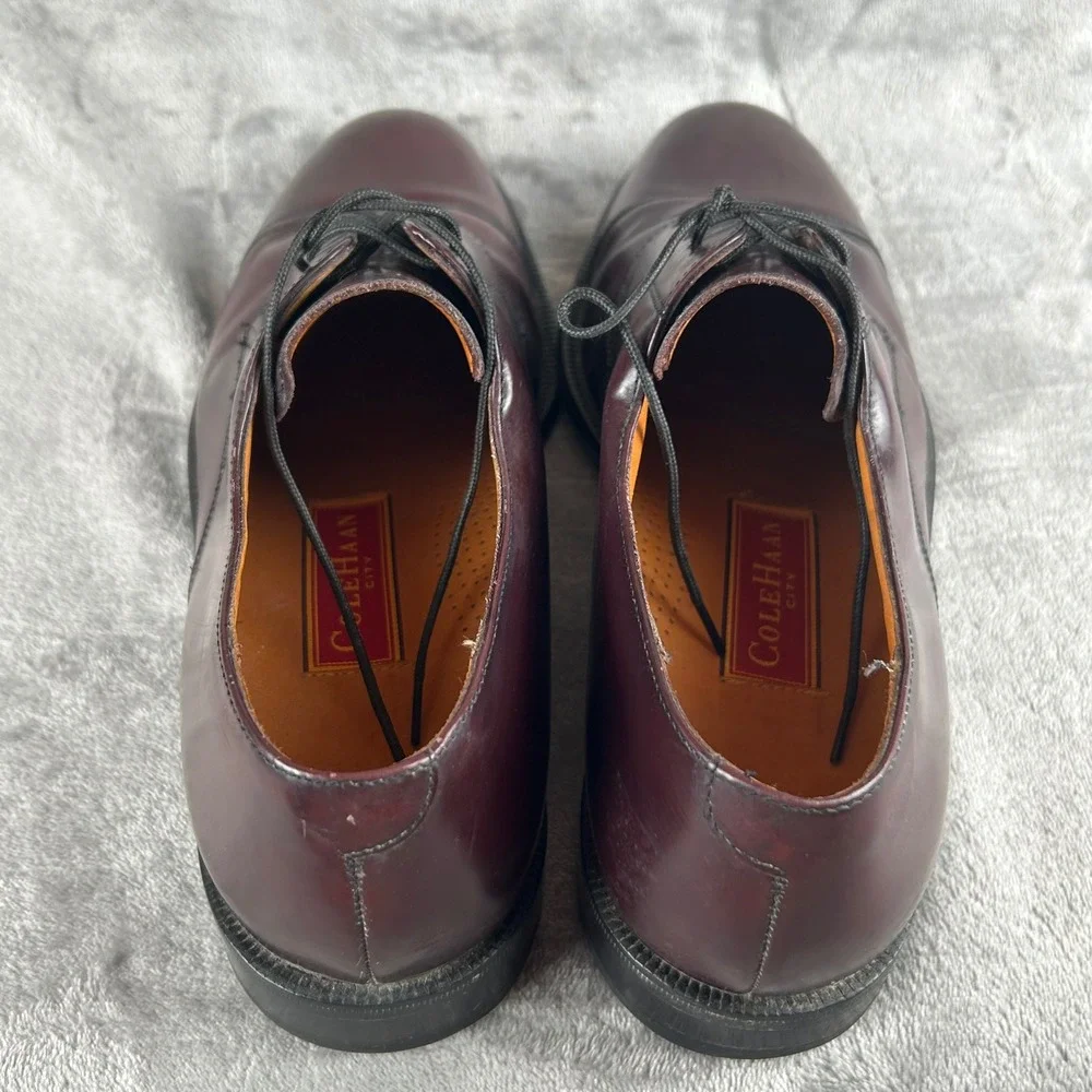 Cole Haan City Mens 11.5 D Burgundy Leather Cap Toe Derby Dress Shoes 837488